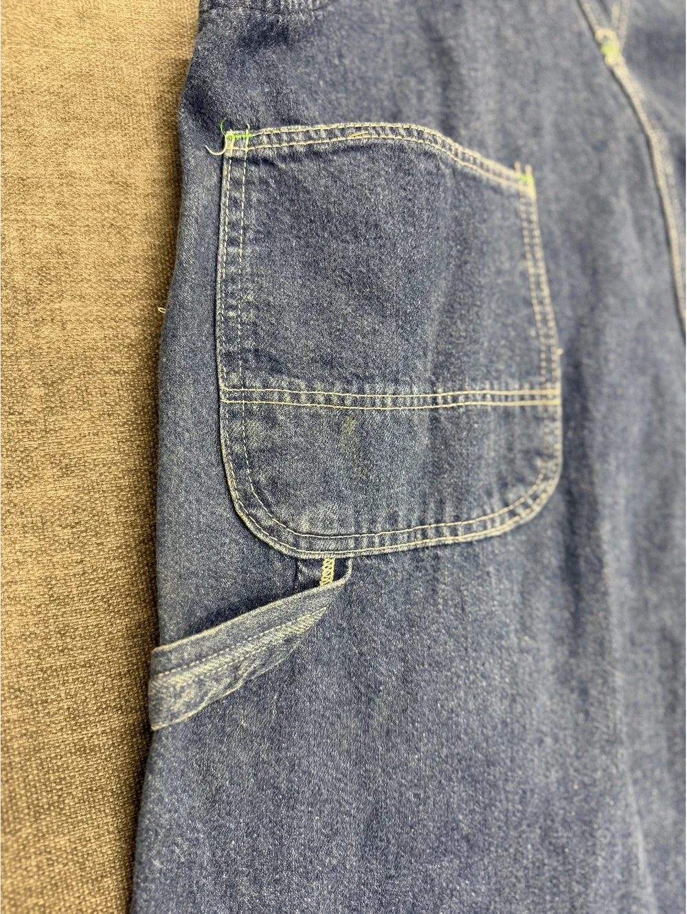 Vintage Blue Denim Overalls with Adjustable Straps 44x30